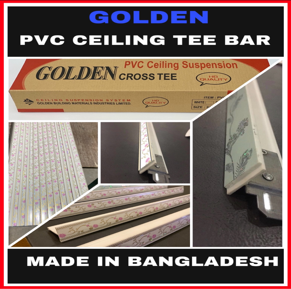 Golden Pvc Ceiling T Grid 